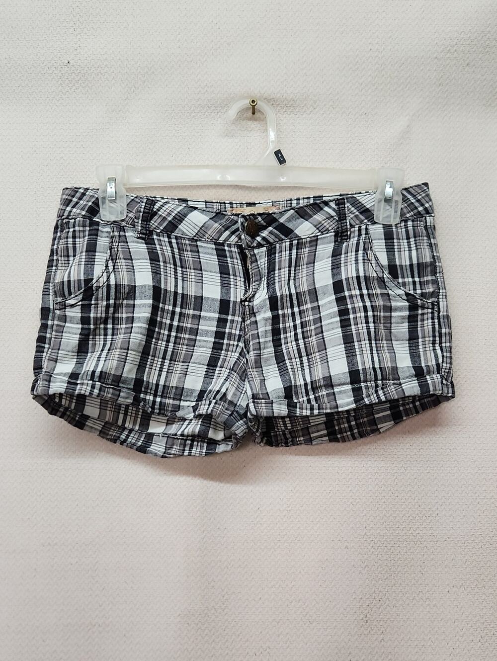 Vanilla Star Black & White Plaid Jean Shorts